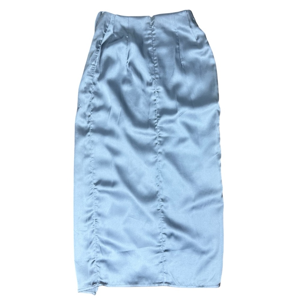 French Connection Silver Silk Pencil Skirt Size 0 - Picture 4 of 4